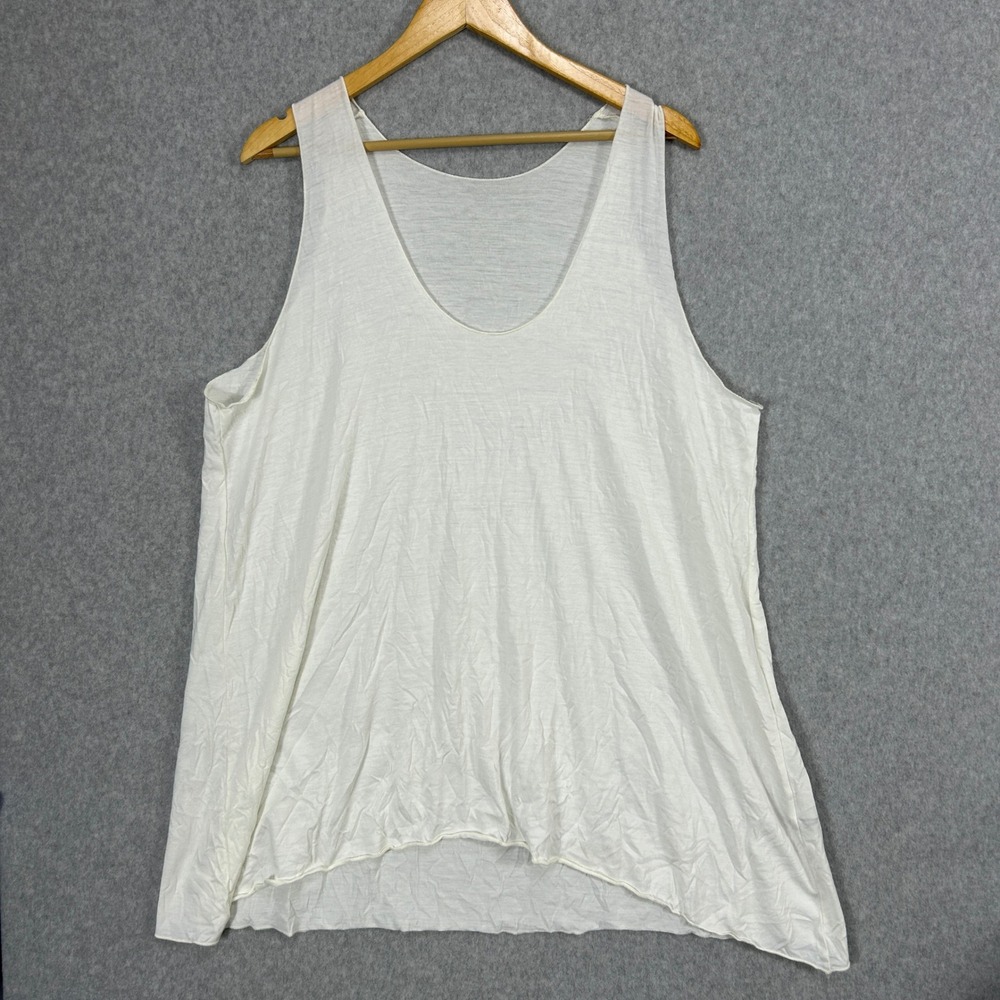 Surrealist White Scoop Neck Sleeveless Tank Top High Low Hem Womens Size 3 Large